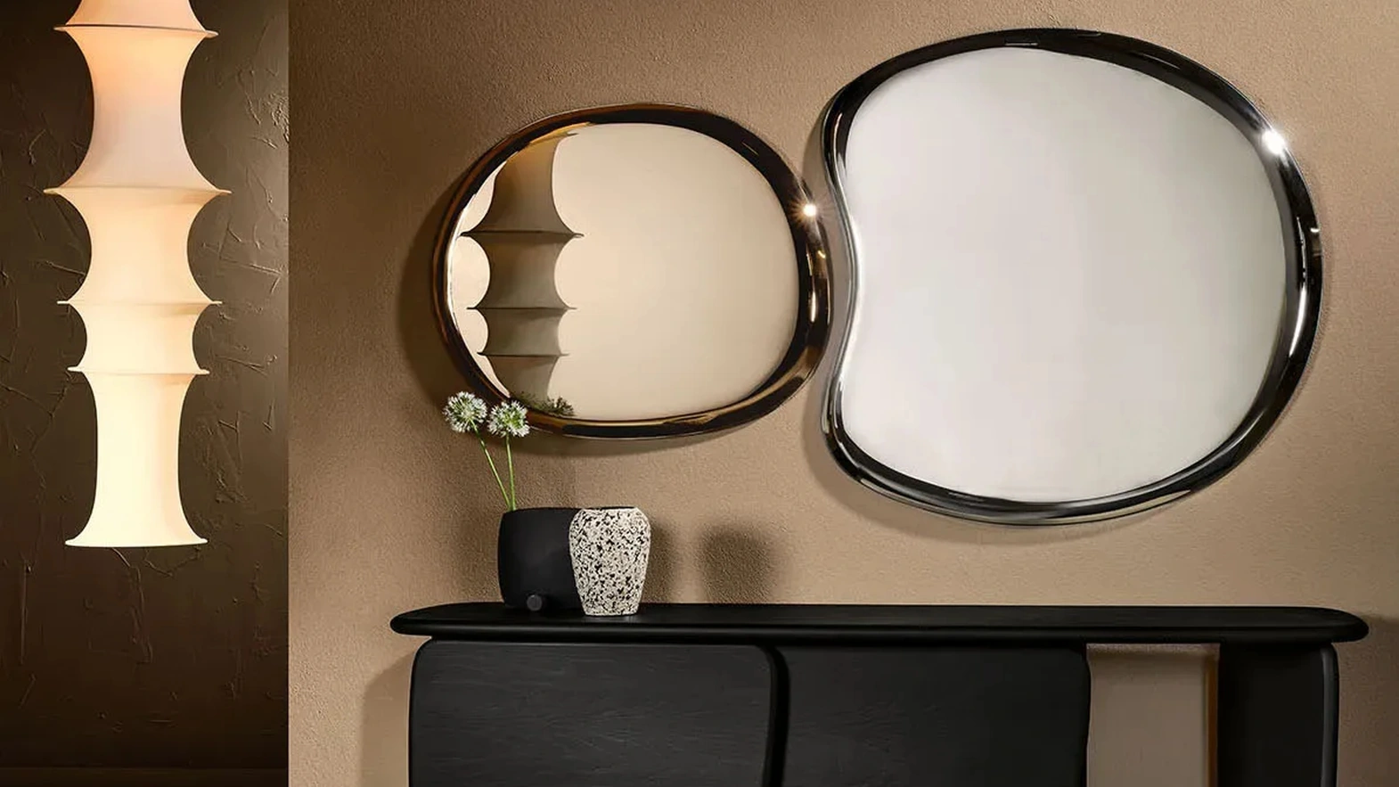 Pangea Mirror with Glass Frame by Nature Design
