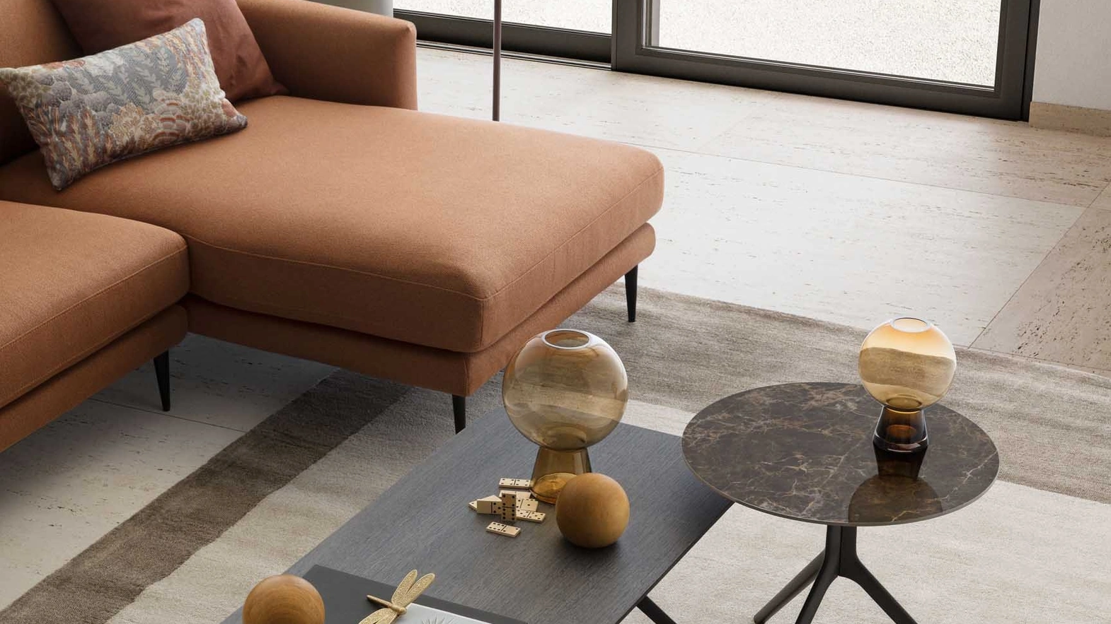 Silky rectangular coffee table in grey oak by Le Comfort