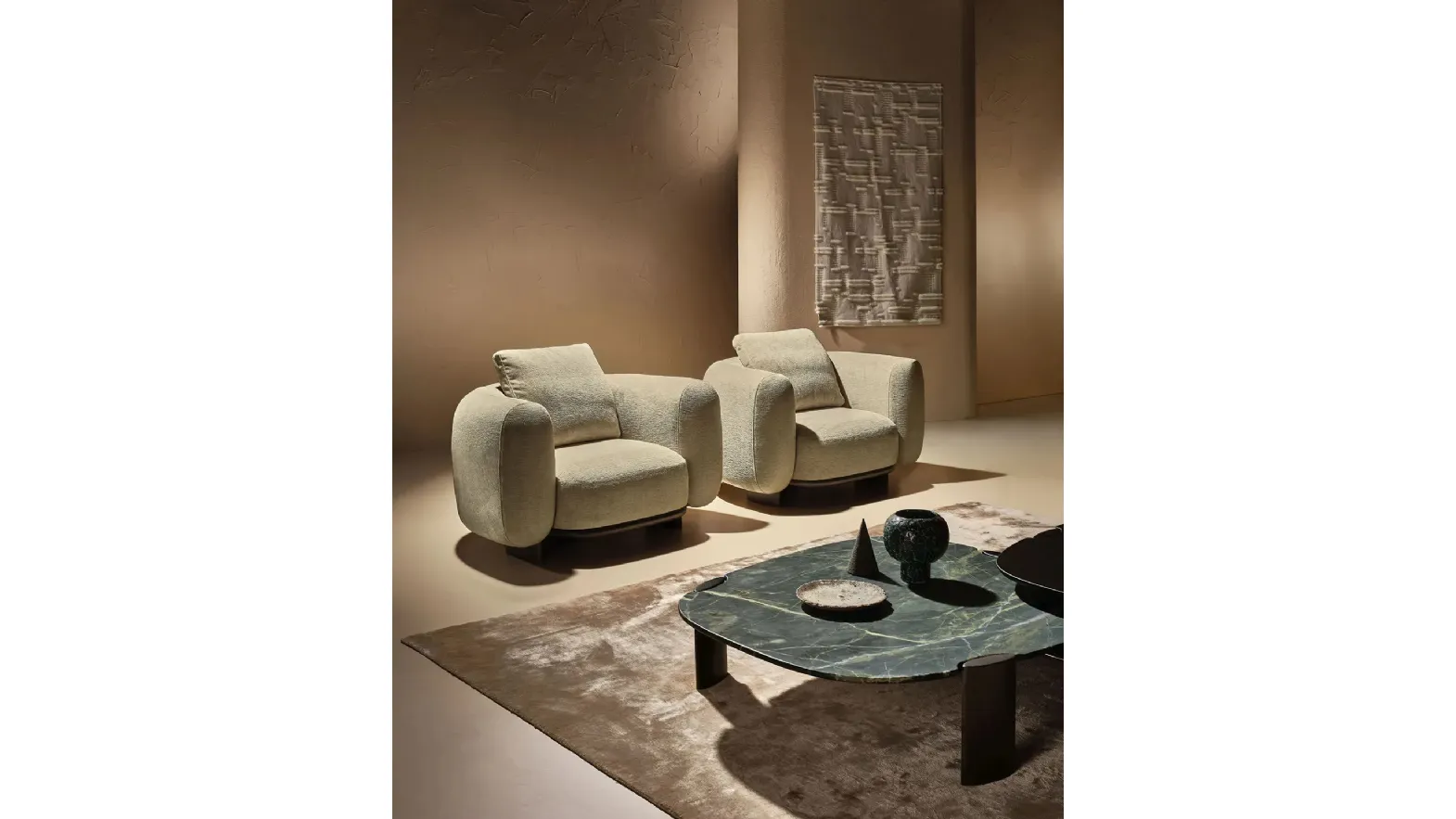 Daku Lounge Armchair in Padded Fabric by Nature Design