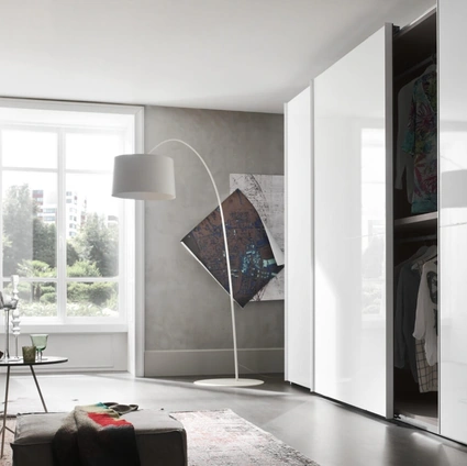 Dual White Gloss Sliding Door Wardrobe by Maronese