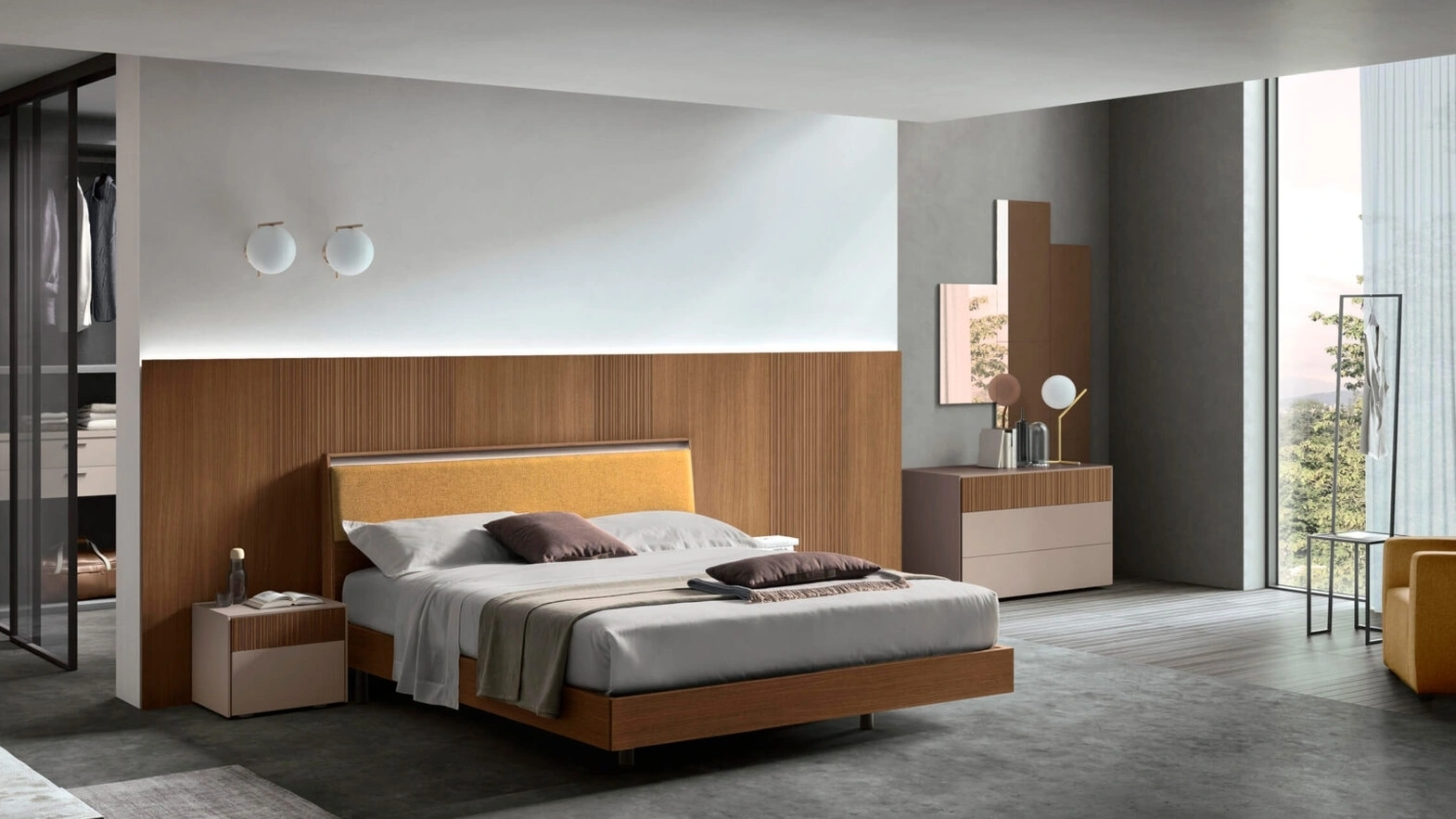 Aida Bed with Headboard by Maronese