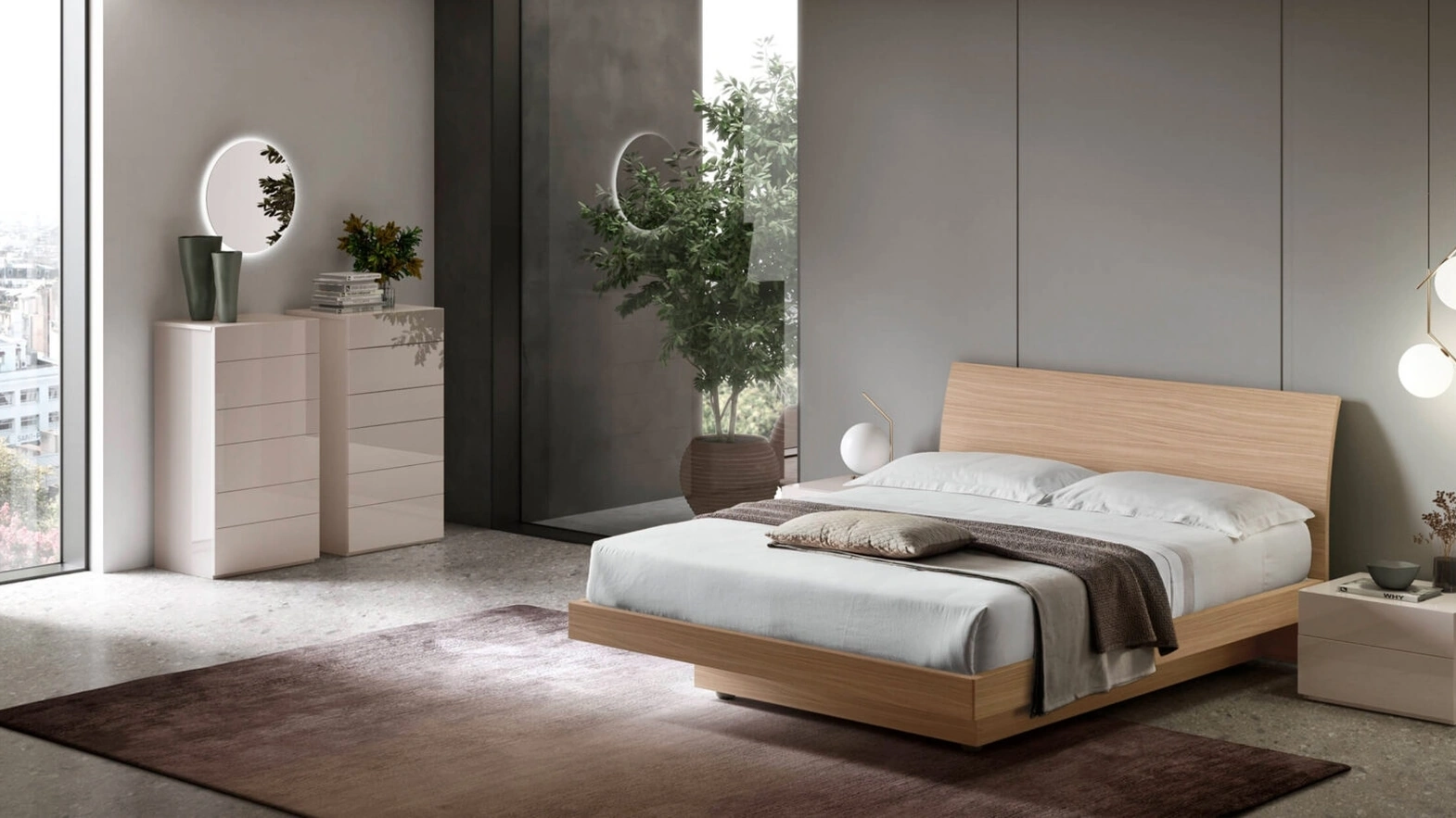 Vela Bed with Headboard by Maronese