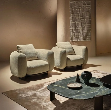 Daku Lounge Armchair in Padded Fabric by Nature Design