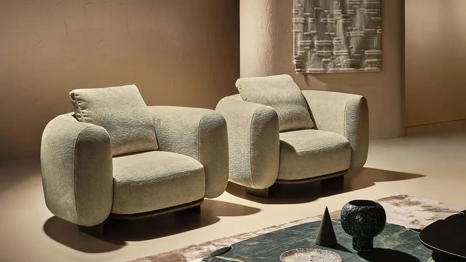 Daku Lounge Armchair in Padded Fabric by Nature Design