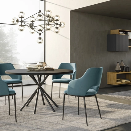 Diva Chair with upholstered fabric and metal legs by FGF Mobili