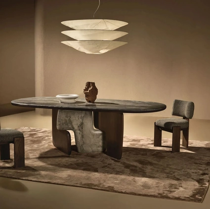 Balance Table in marble and wood by Nature Design
