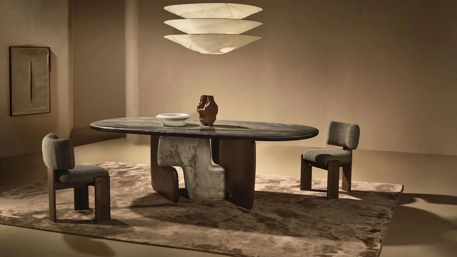 Balance Table in marble and wood by Nature Design