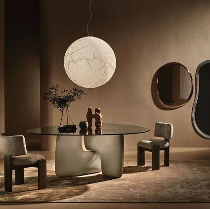 Clay glass table with ceramic base by Nature Design