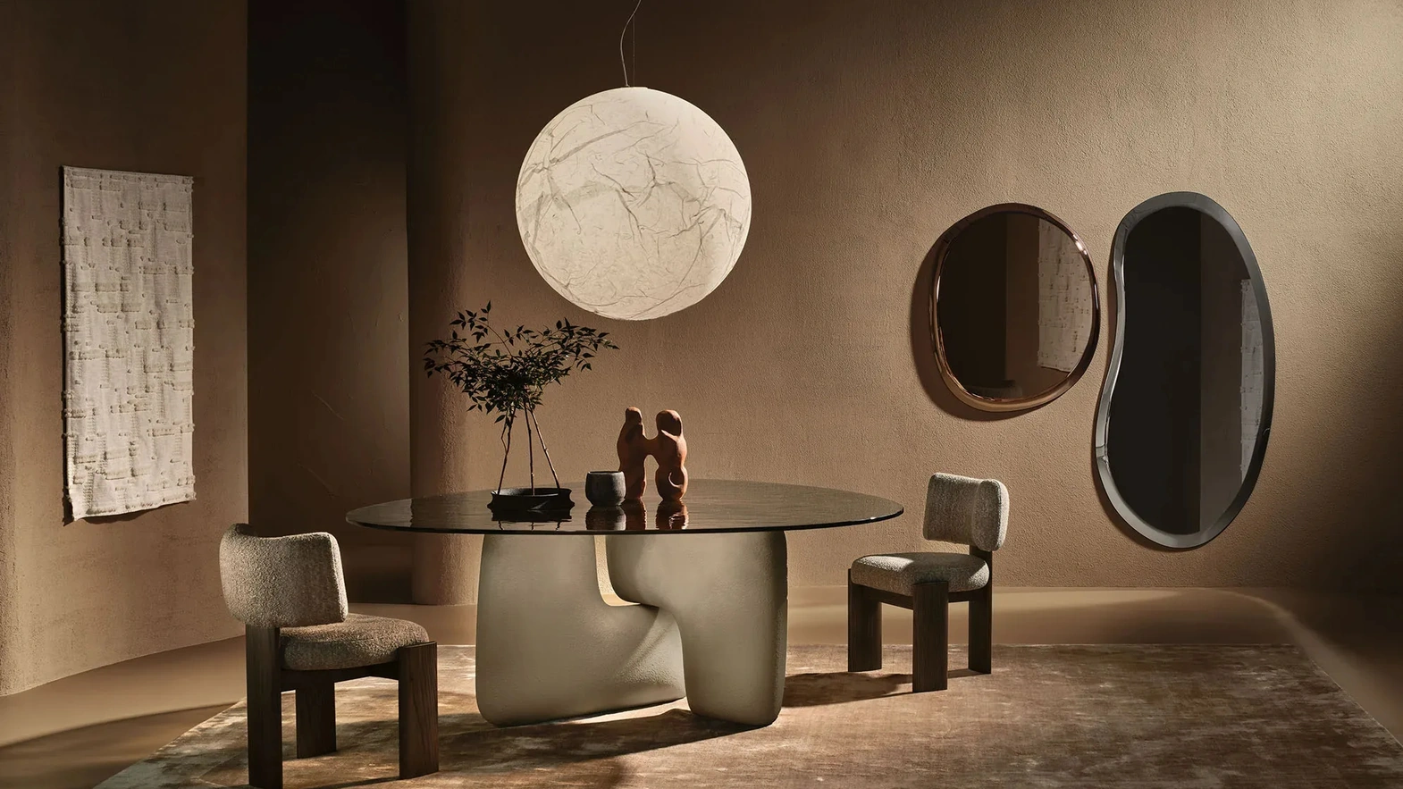 Clay glass table with ceramic base by Nature Design