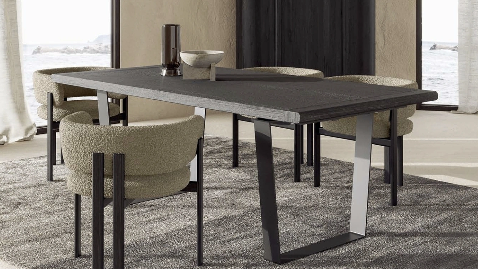 Cocoon Extendable Table in Ancient Wood Black by Nature Design