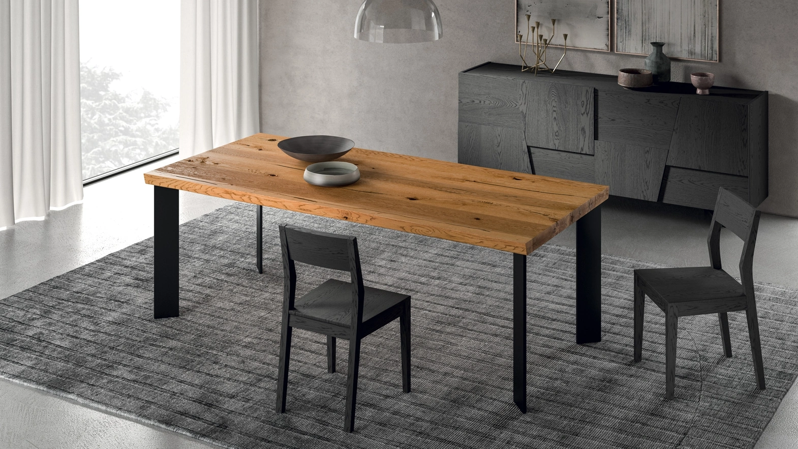 Zenit Table in Oak and Metal by FGF Mobili