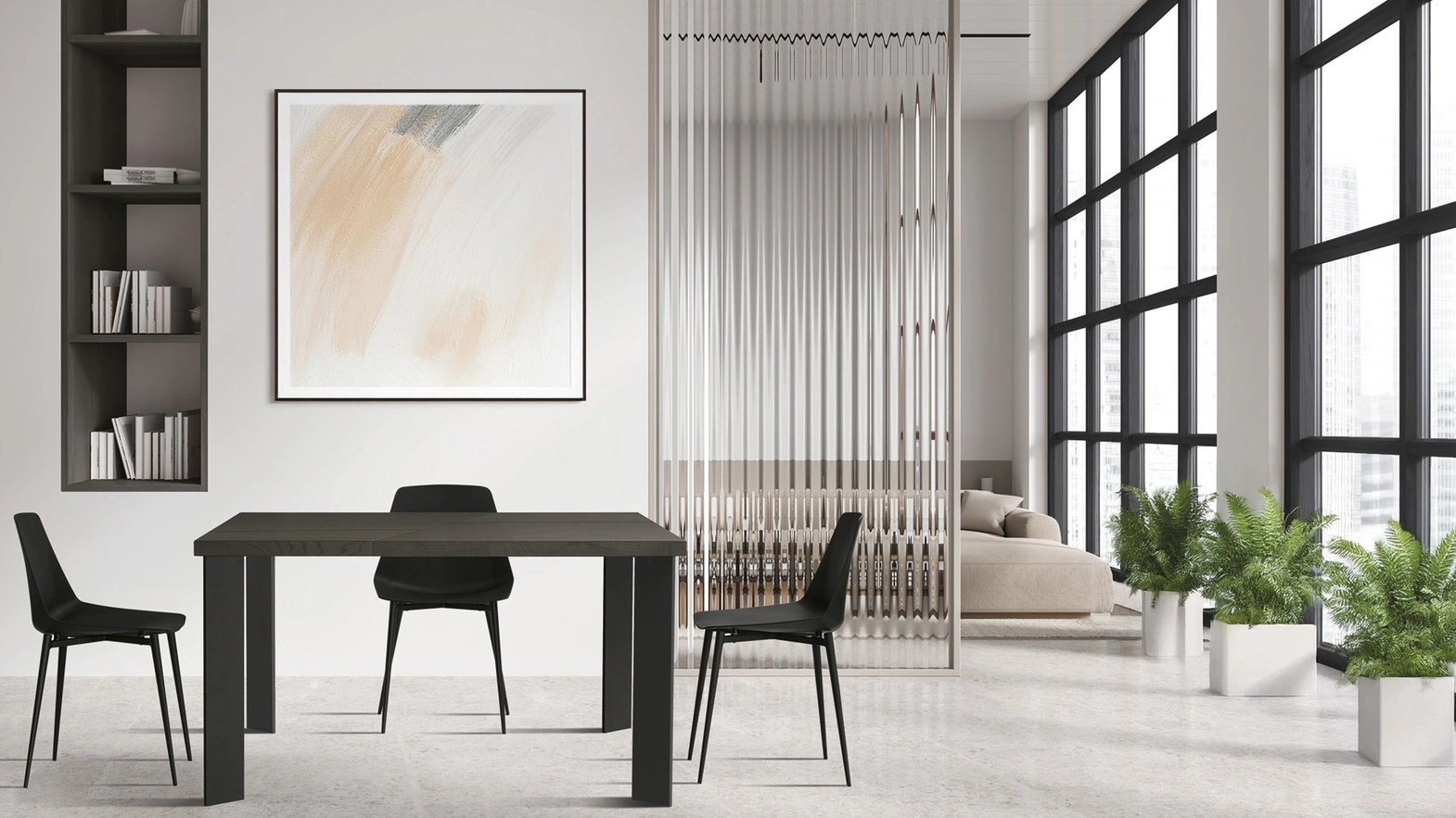 Zenit table in oak and metal by FGF Mobili
