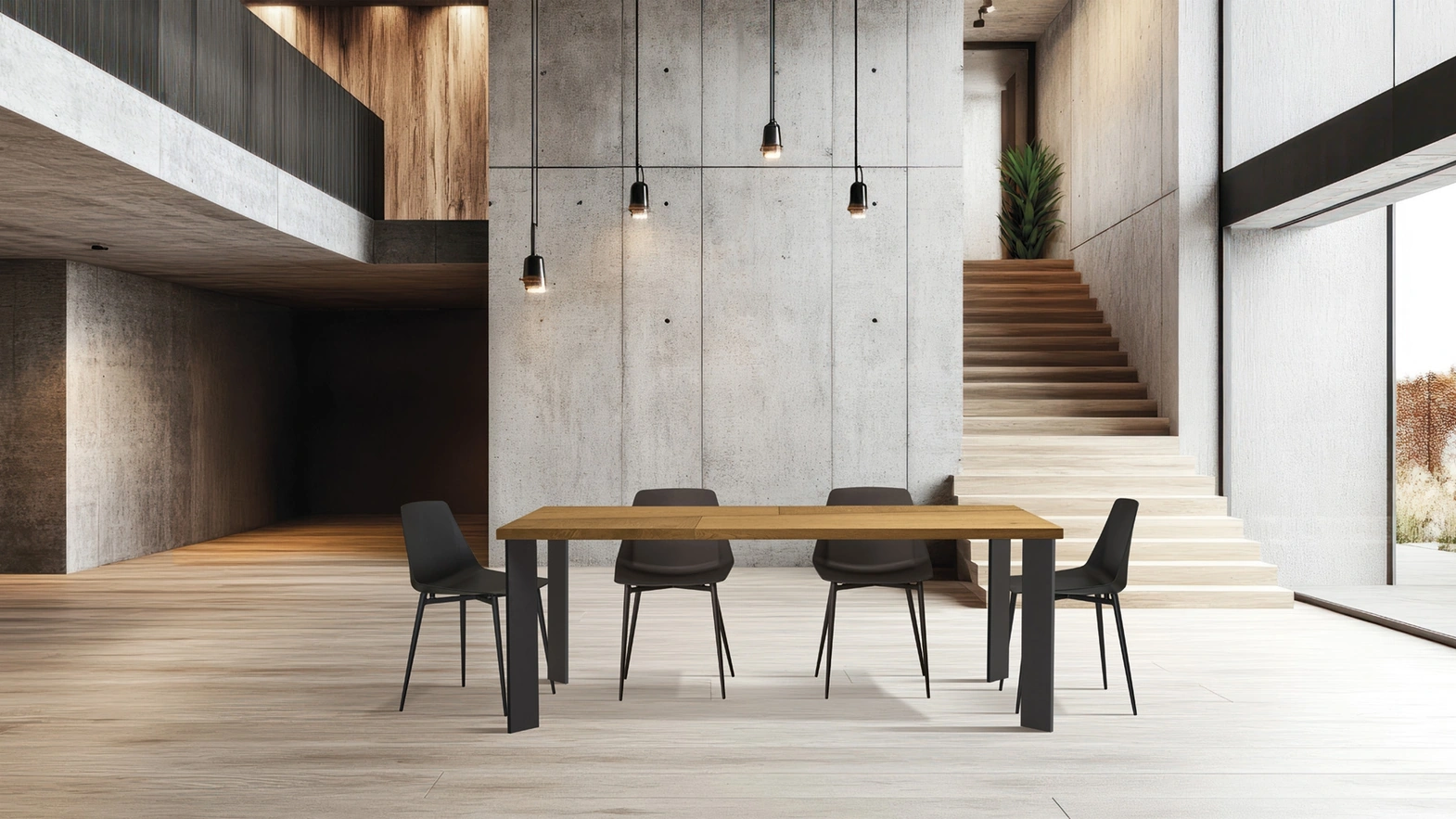 Zenit Table in Oak and Metal by FGF Mobili