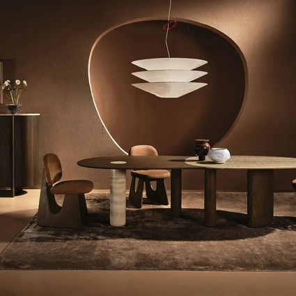 Lymph Big Table in marble and wood by Nature Design