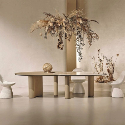 Lymph Big Table in ceramic and textured mud by Nature Design