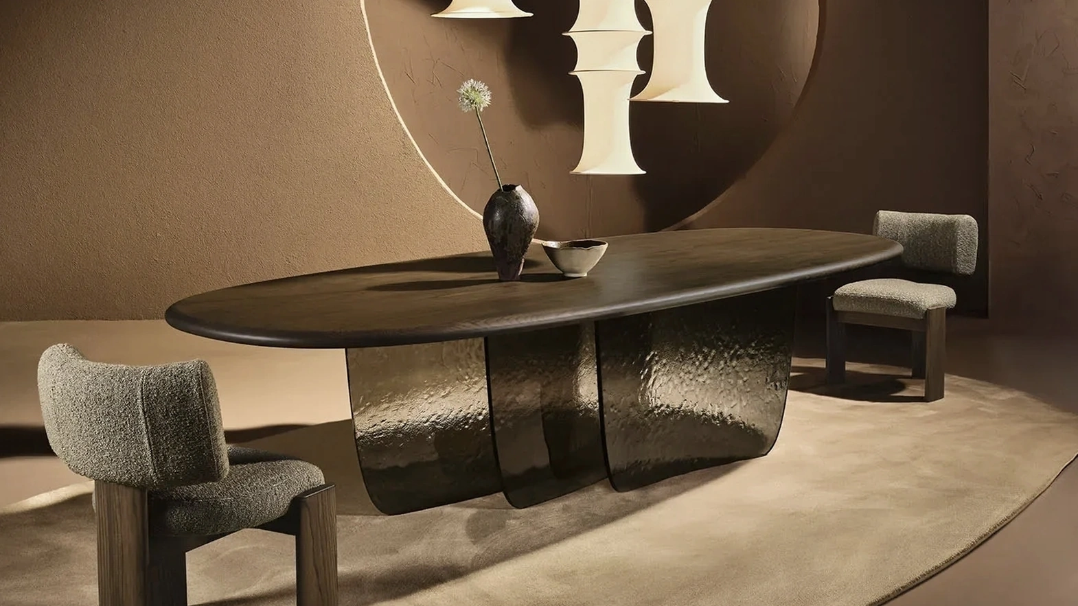 Velombra Table in Wood with Glass Base by Nature Design