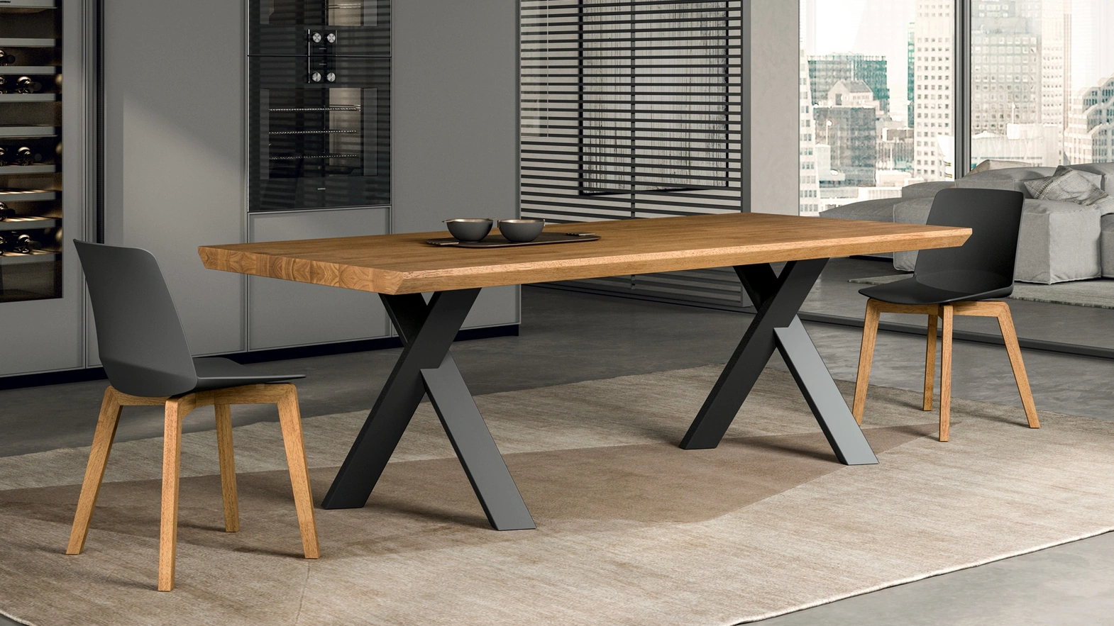 Walking Table in oak and metal by FGF Mobili