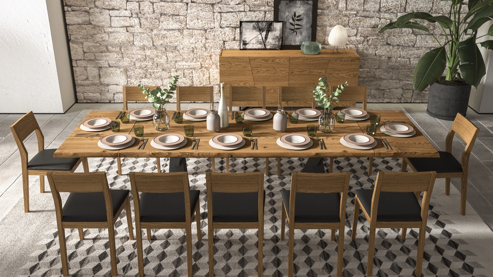 Walking Table in oak and metal by FGF Mobili