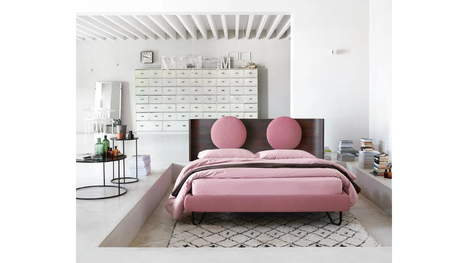 Hugh One bed with headboard in Walnut by Noctis.