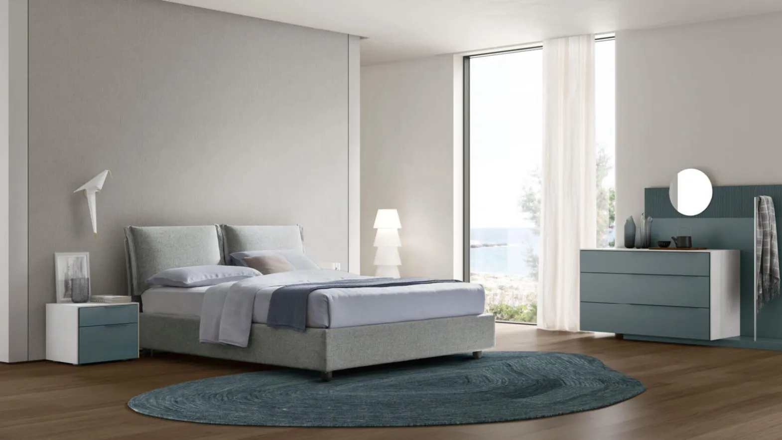 Lola upholstered bed with storage by Maronese