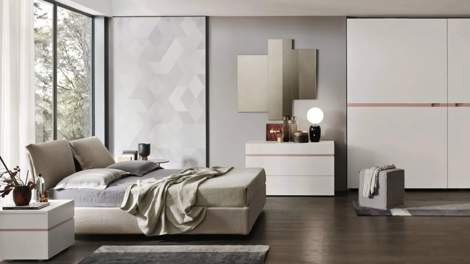 Lola upholstered bed with storage by Maronese.