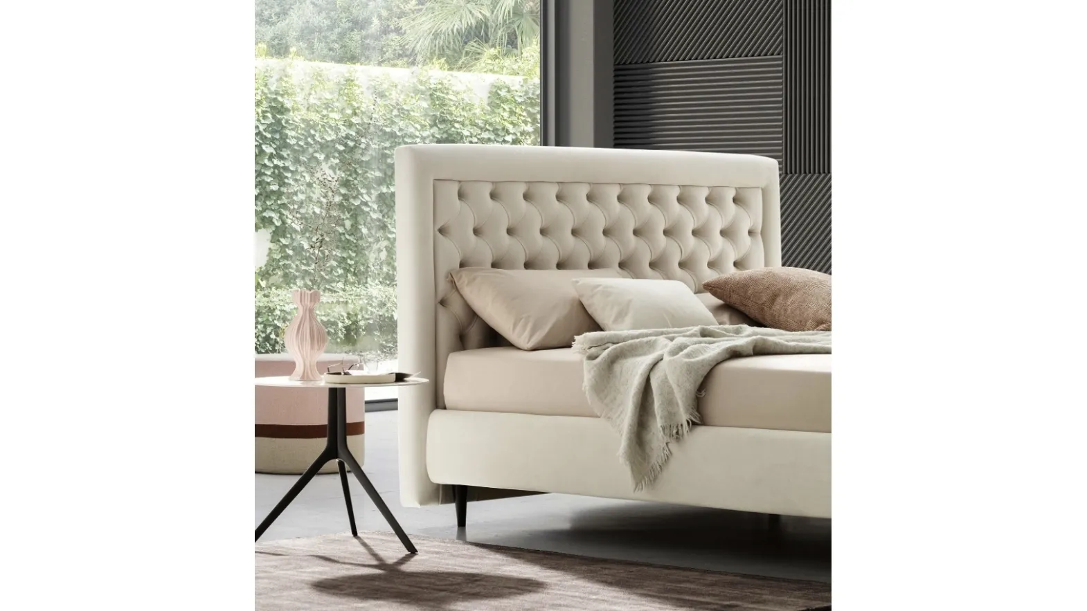 Monet upholstered and quilted bed by Le Comfort.