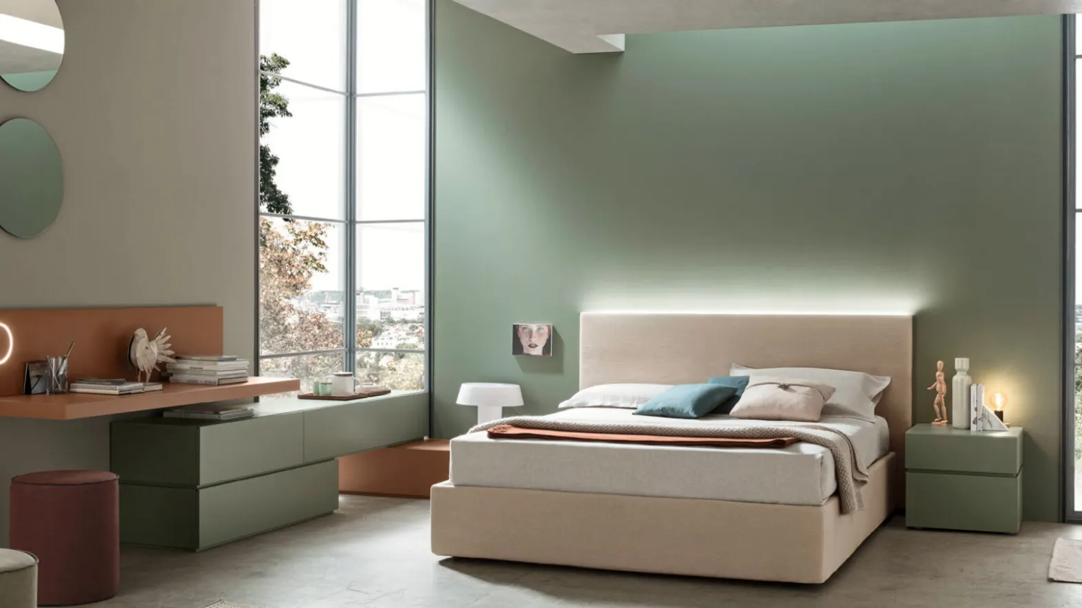 Sky Upholstered Bed with Maronese Container