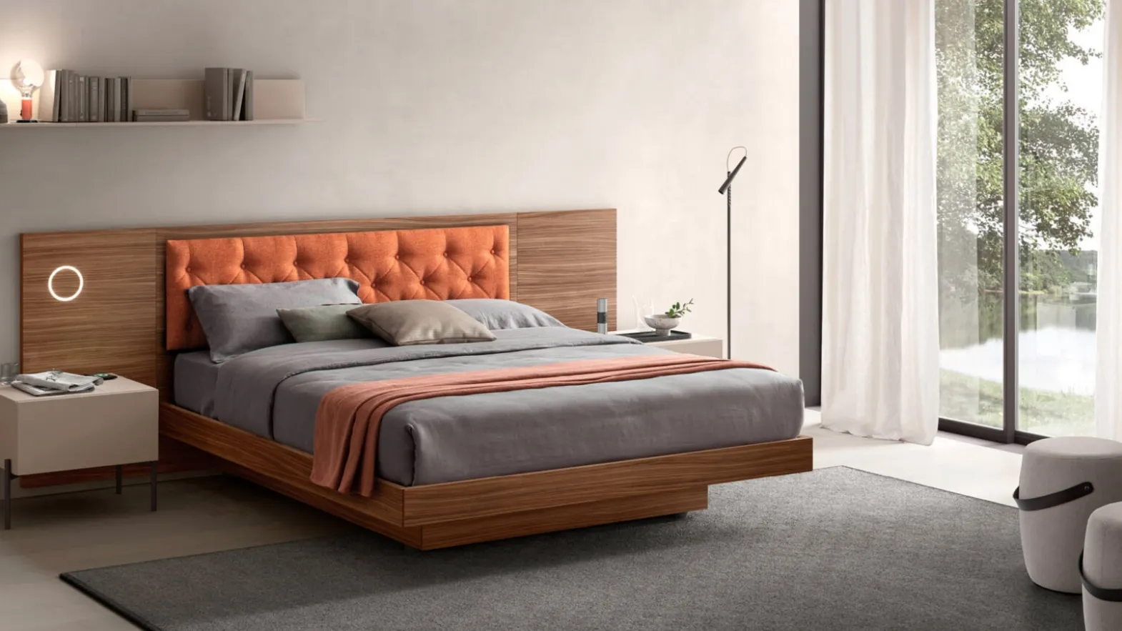 Bed with Sky headboard by Maronese.