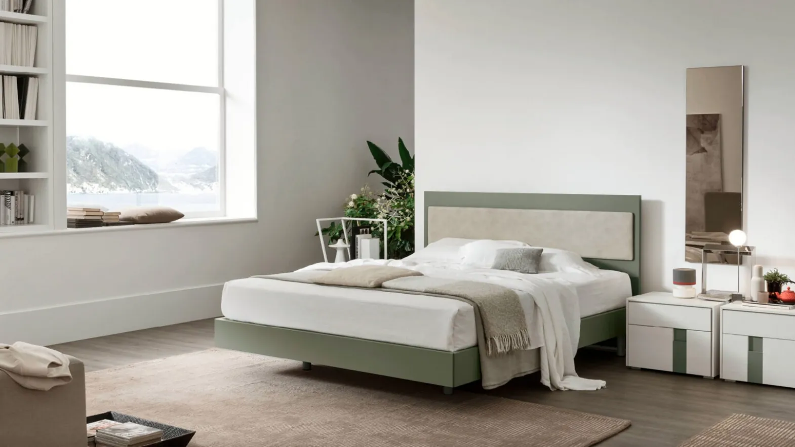 Bed with Sky headboard by Maronese.