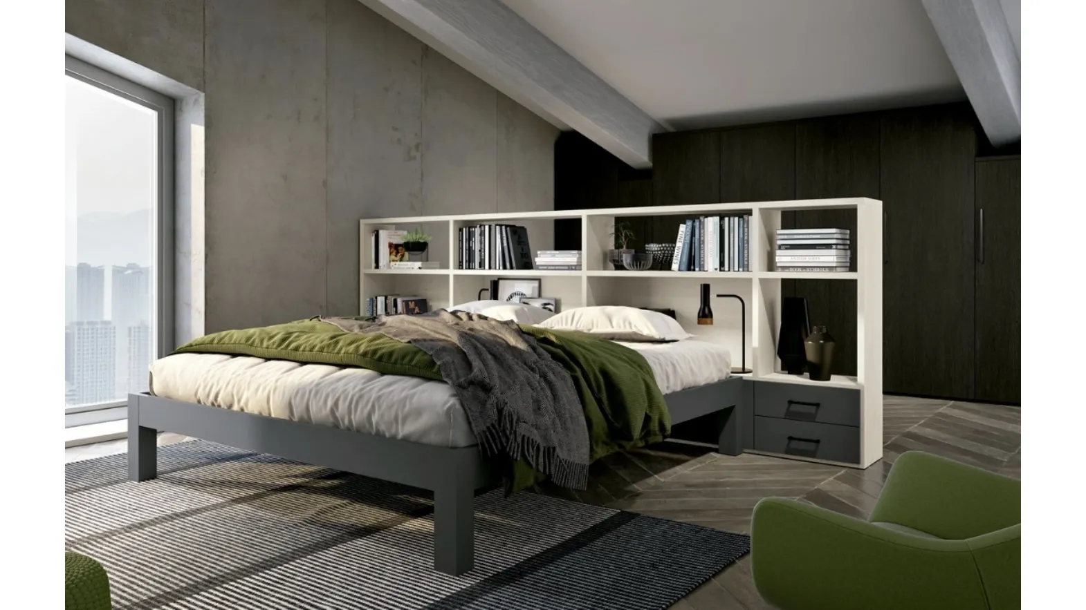 Two-sided bookcase Composition 19 by Ferrimobili