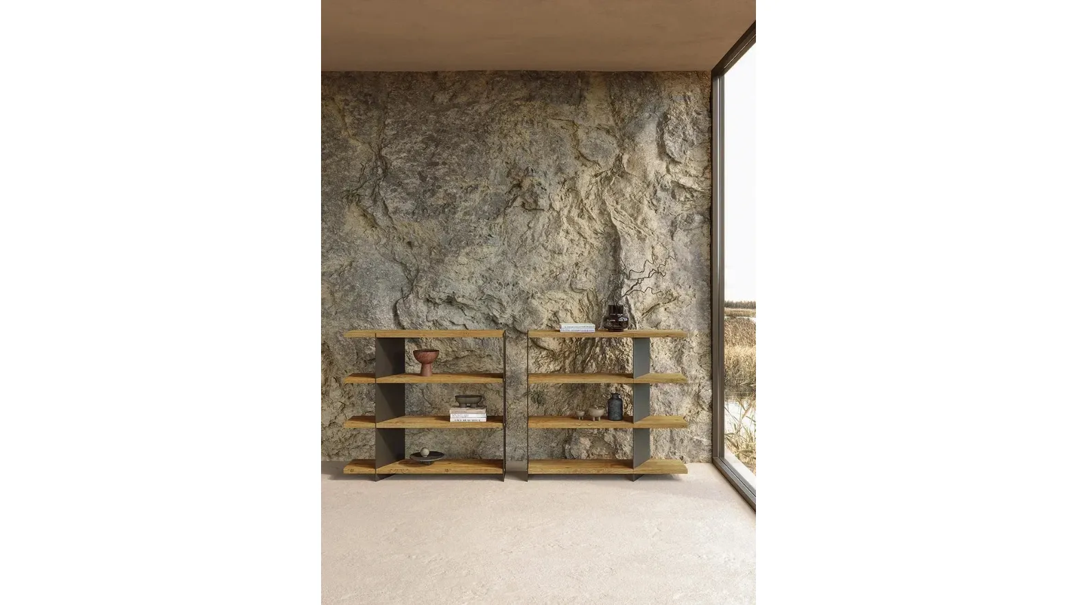 Graft Metal Bookcase in wood and metal by Nature Design