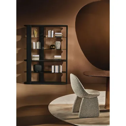 Solid wood bookshelf Inlay with shelves in wood and fired glass by Nature Design