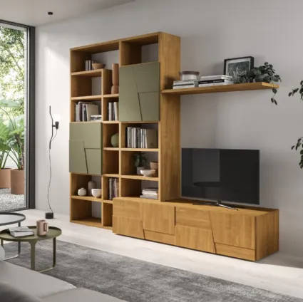 Mixer 01A wall-mounted bookcase in wood and lacquered finish by FGF Mobili