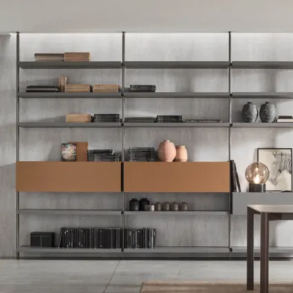 Pen Open System Bookcase - Comp SU2126 in matte lacquered finish by Maronese