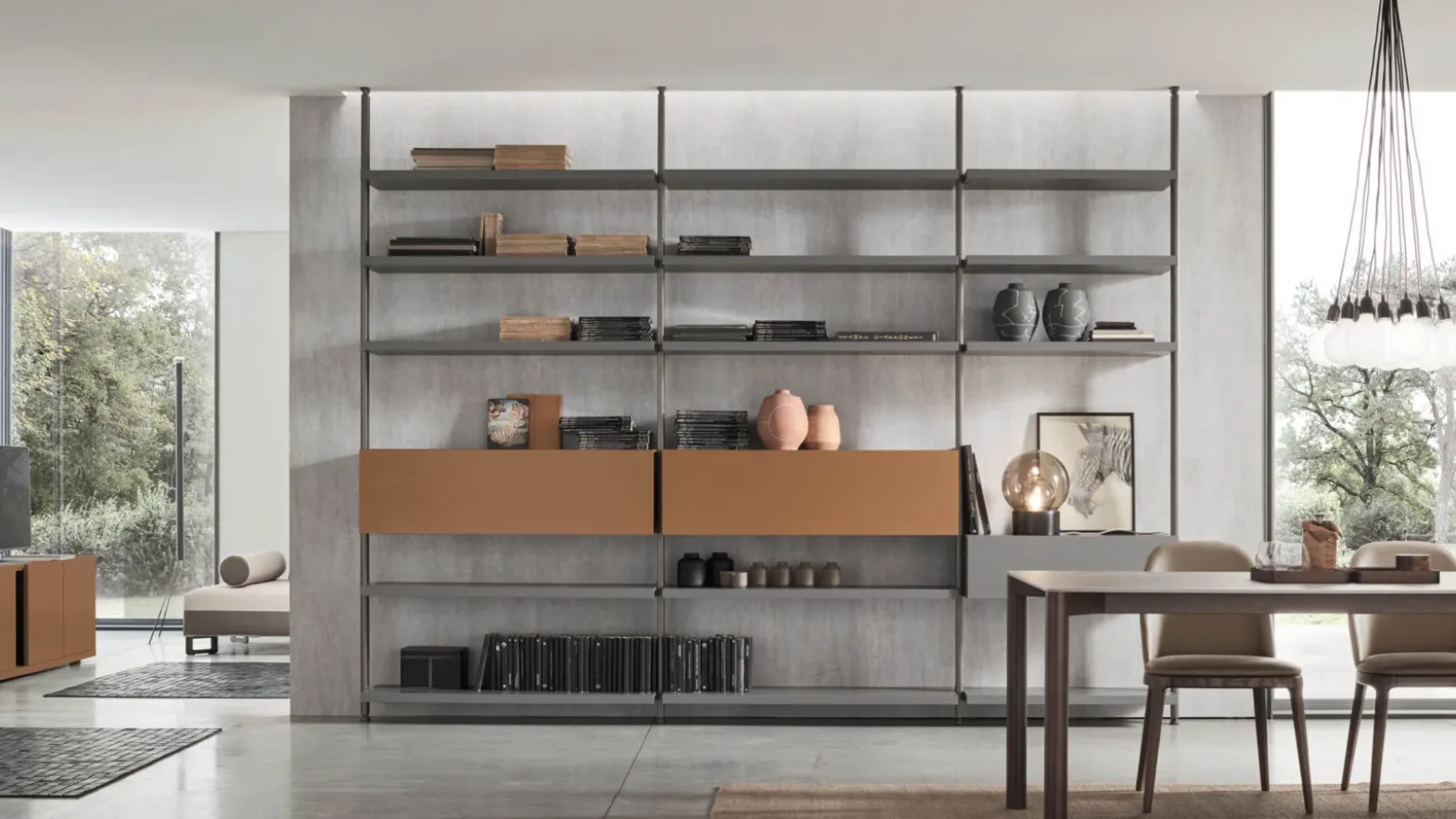 Pen Open System Bookcase - Comp SU2126 in matte lacquered finish by Maronese