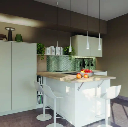 Modern Kitchen with Sand White Peninsula by Life Cucine
