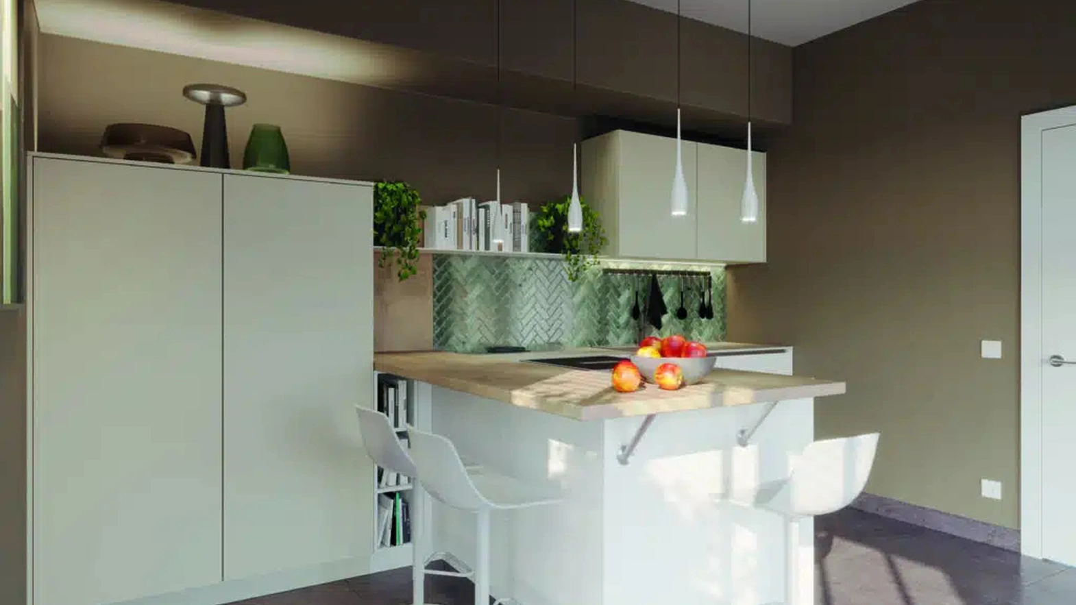 Modern Kitchen with Sand White Peninsula by Life Cucine