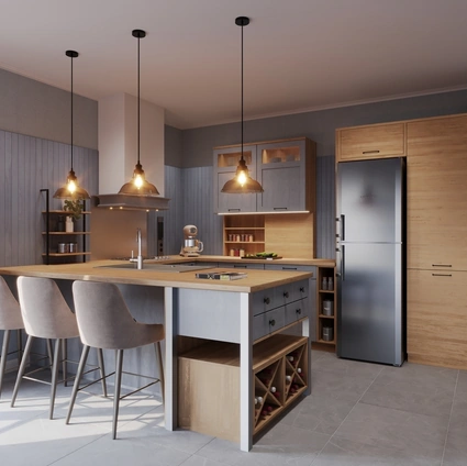 Modern Kitchen with Peninsula Quadra by Life Cucine