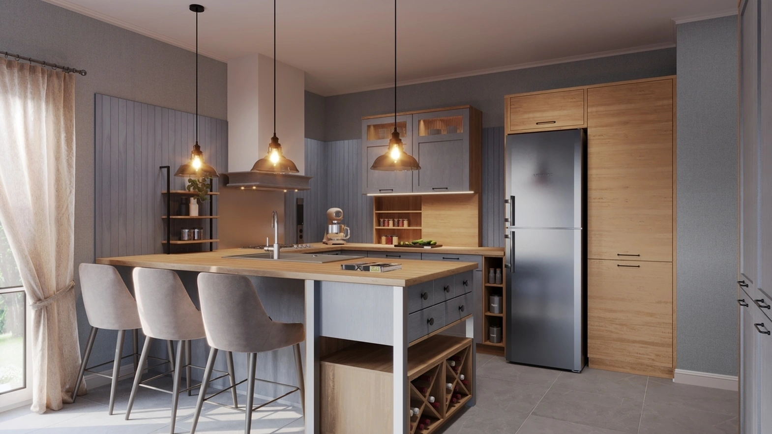 Modern Kitchen with Peninsula Quadra by Life Cucine