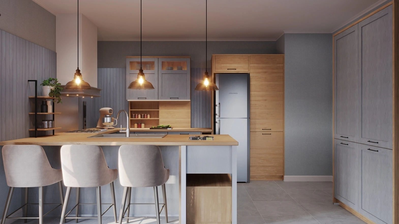 Modern Kitchen with Peninsula Quadra by Life Cucine