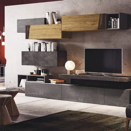 Wall unit in melamine with glass inserts Club Decor Living Glass A by 2B Italia.