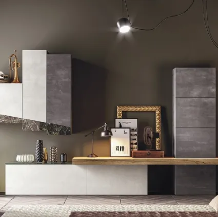 Melamine wall unit with glass inserts Club Decor Living Glass B by 2B Italia.