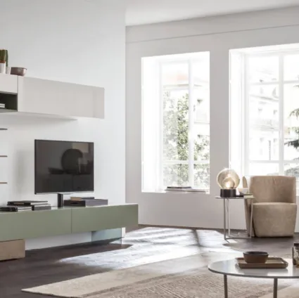 Unix Comp SU2119 wall unit in lacquered and Maronese wood