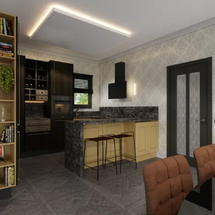 Modern kitchen with Coffee Vintage peninsula by Life Cucine.