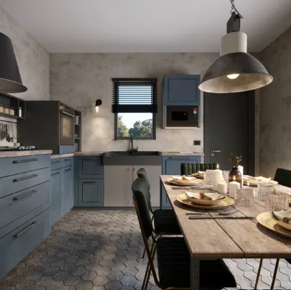 Modern angular kitchen Fiordo Industrial by Life Cucine