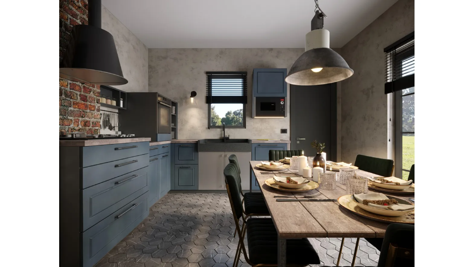 Modern angular kitchen Fiordo Industrial by Life Cucine