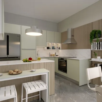 Modern kitchen with peninsula Giada '58 by Life Kitchens