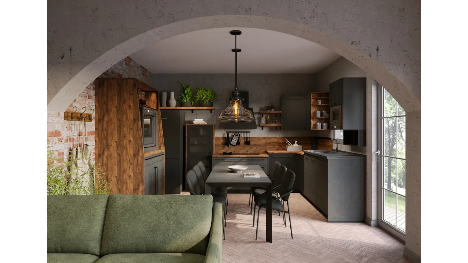 Modern Corner Industrial Kitchen 26 by Life Cucine