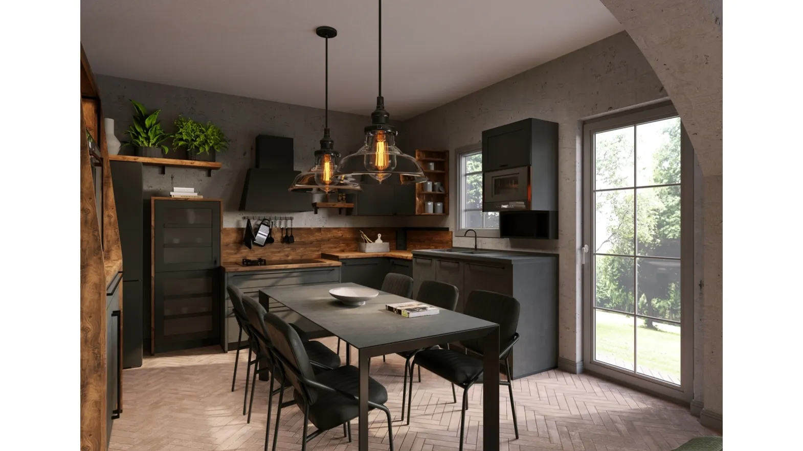 Modern Industrial Corner Kitchen 26 by Life Cucine