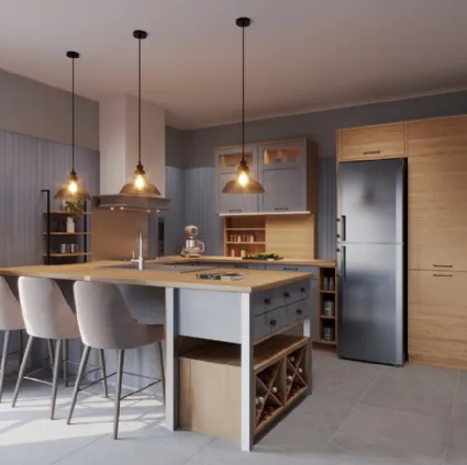 Modern Kitchen with Peninsula Quadra by Life Cucine